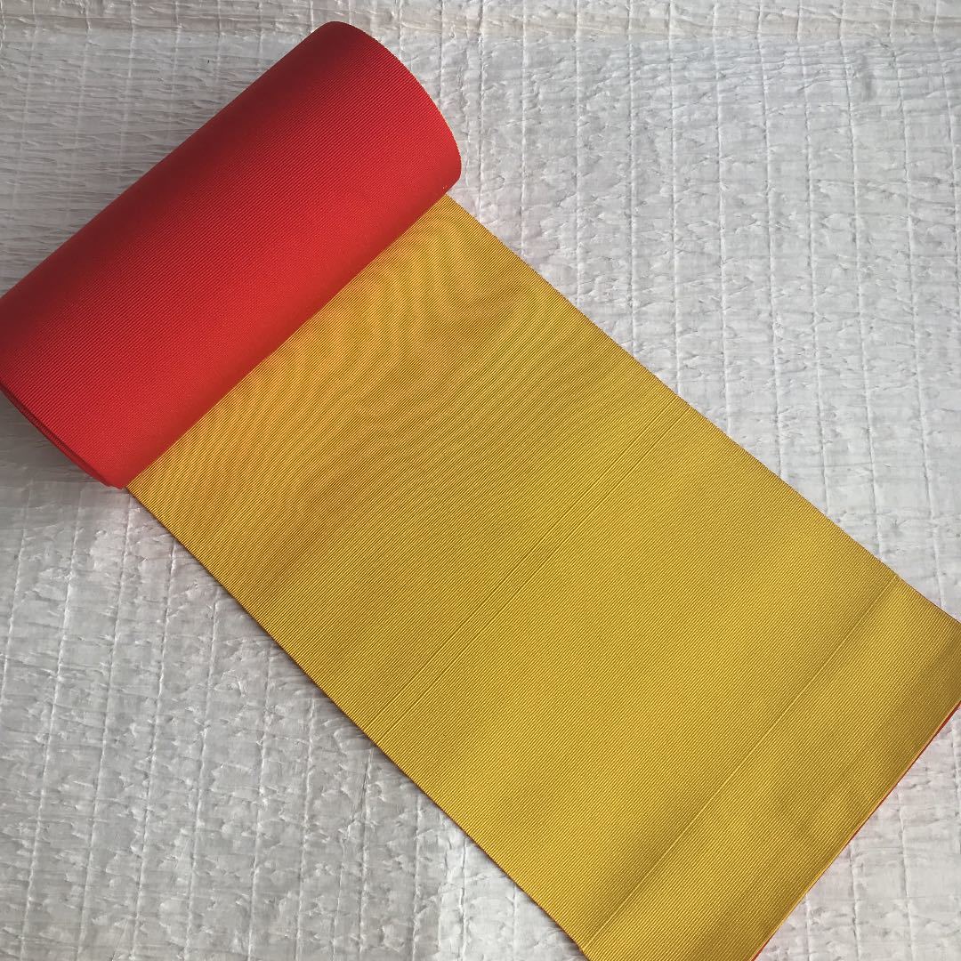 浴衣用帯　赤と黄のリバーシブル_画像2
