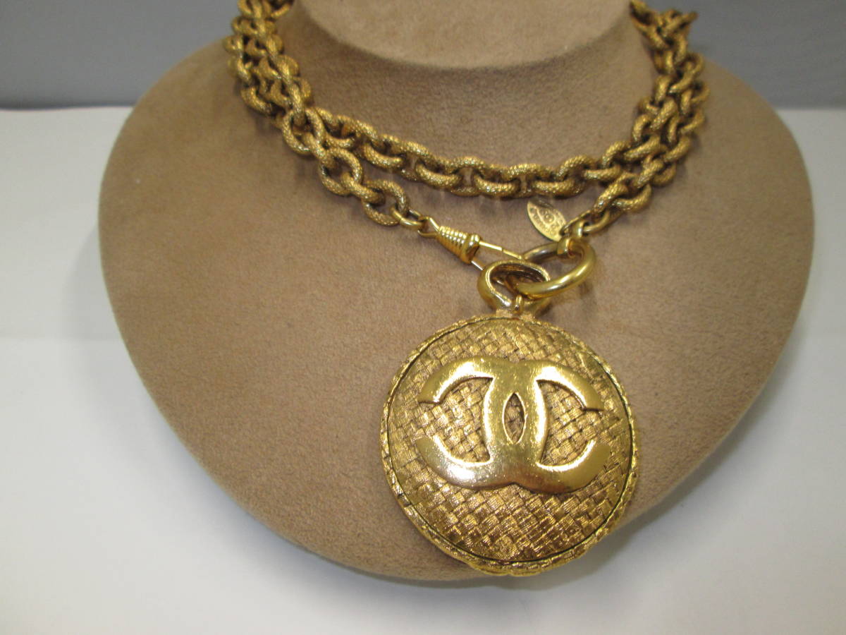 1349】CHANEL シャネル ココマーク ヴィンテージ ミラー ゴールド