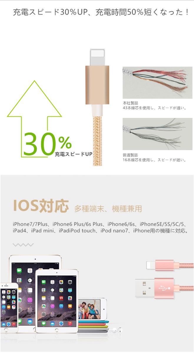 ライトニングケーブル2m純正品質  iPhoneケーブル　充電コード5本　USB Lightningケーブル データ転送 充電器