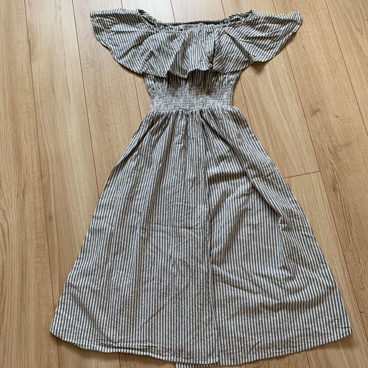 Paypayフリマ Zara オフショル フリル ワンピース ストライプ Paypayフリマ Zara オフショル フリル ワンピース ストライプ