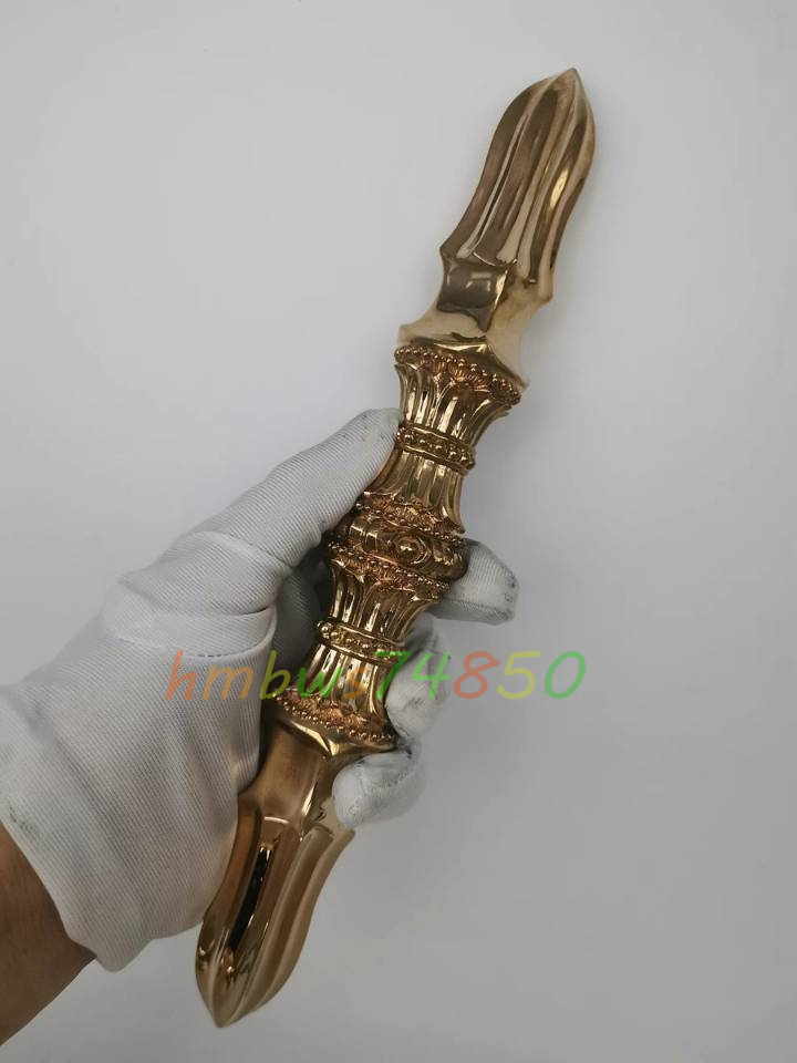 「密教法具 寺院仏具」真言宗 唐型 金剛独鈷杵 仏具 銅製 磨き仕上げ 長さ22cm