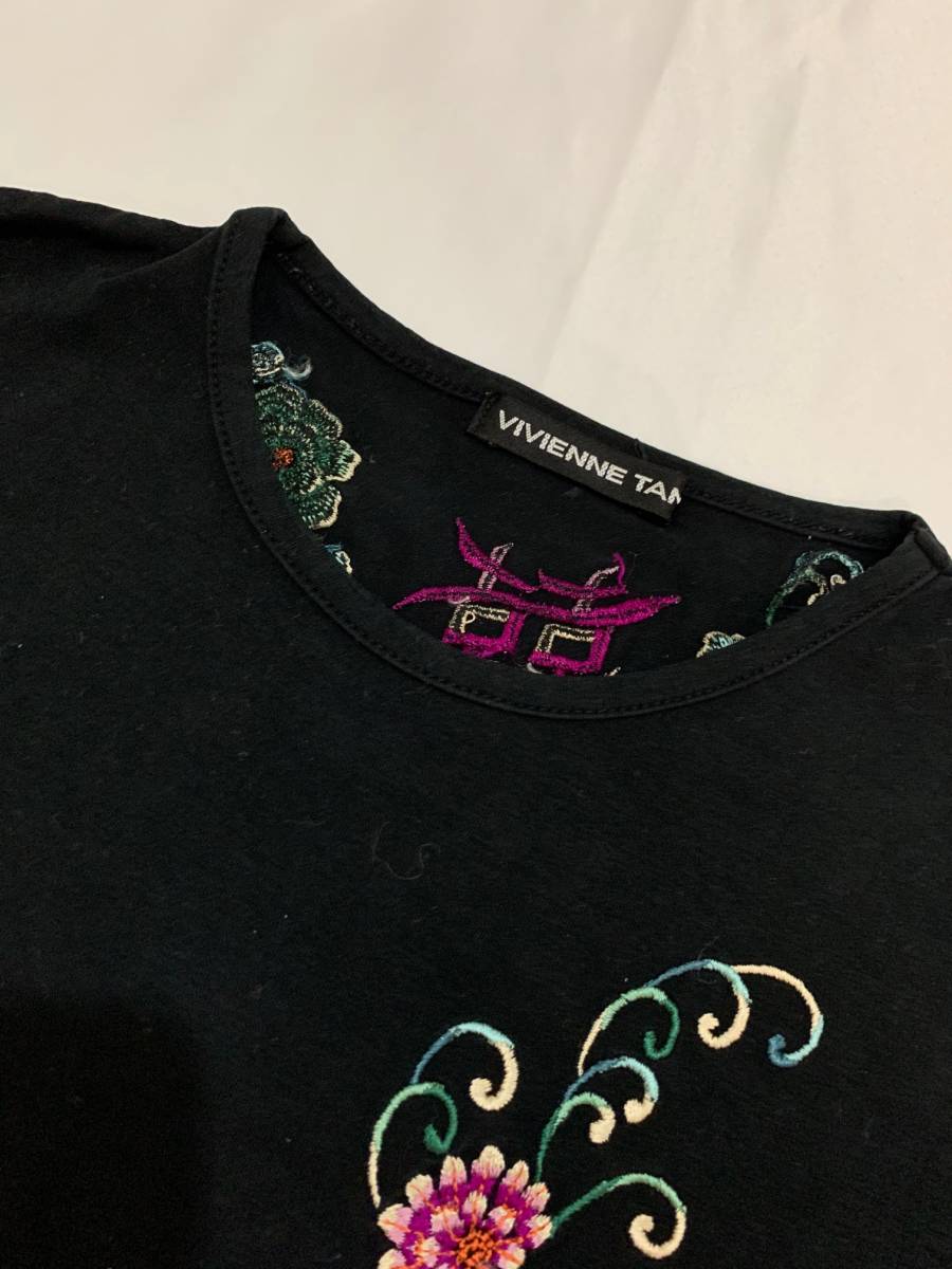 vivienne tam ヴィヴィアンタム　刺繍　Tシャツ　カットソー　トップス　花柄　漢字