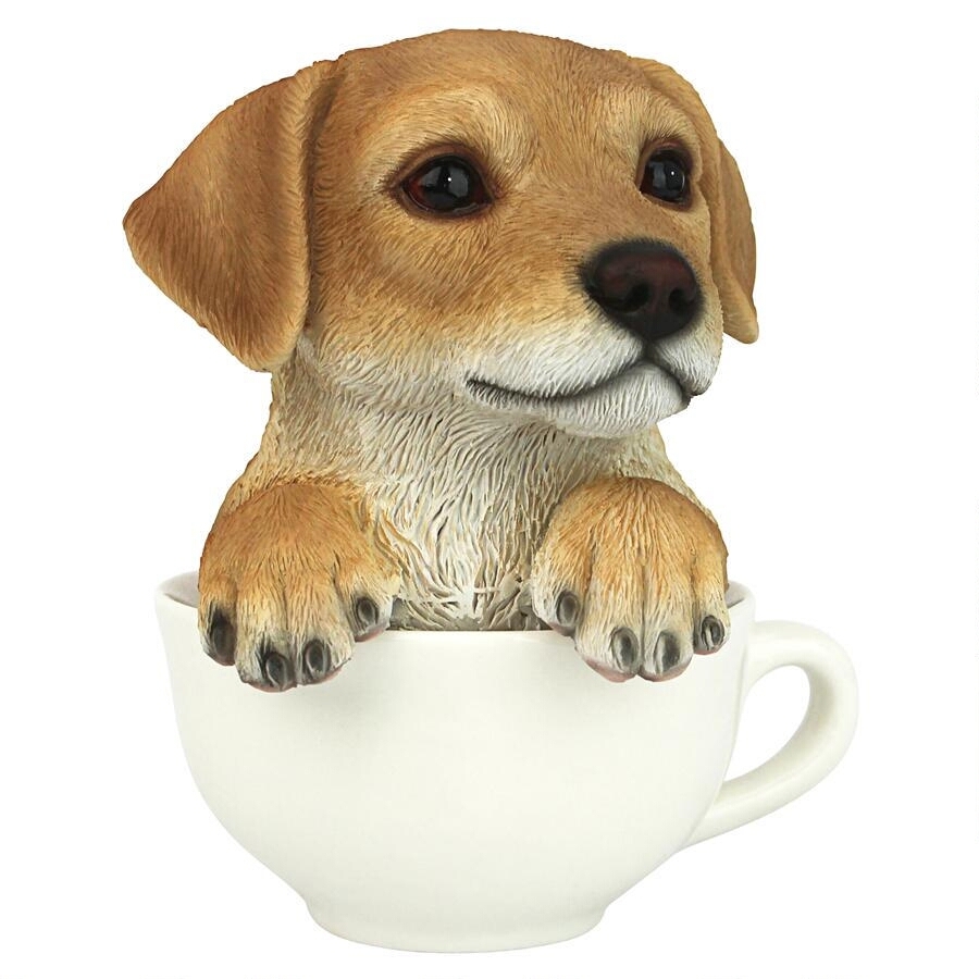 新規購入 コーヒーカップに入った子犬ラブラドール インテリア置物飾り