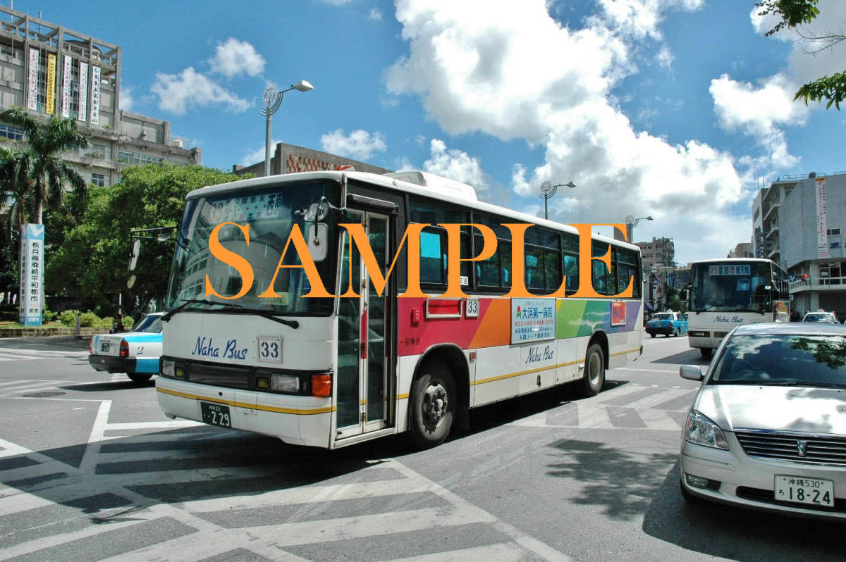 D[ автобус фотография ]L версия 3 листов Naha автобус Blue Ribbon Okinawa Naha транспорт 