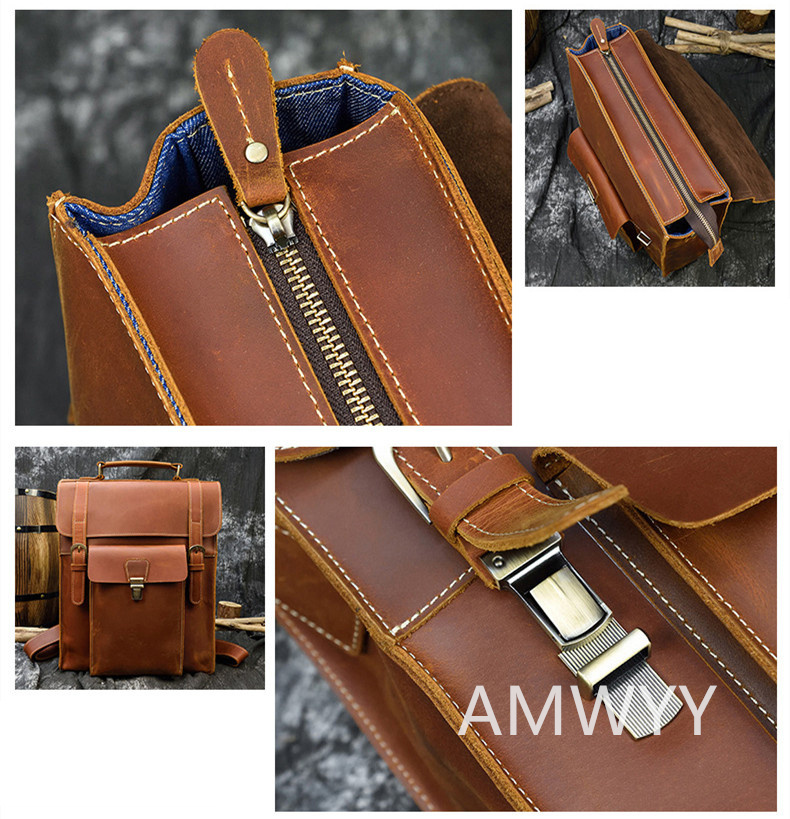 * new goods * original leather business rucksack cow leather daypack men's bag business bag stylish worker handmade high capacity travel commuting business trip AMWYY-MB-35