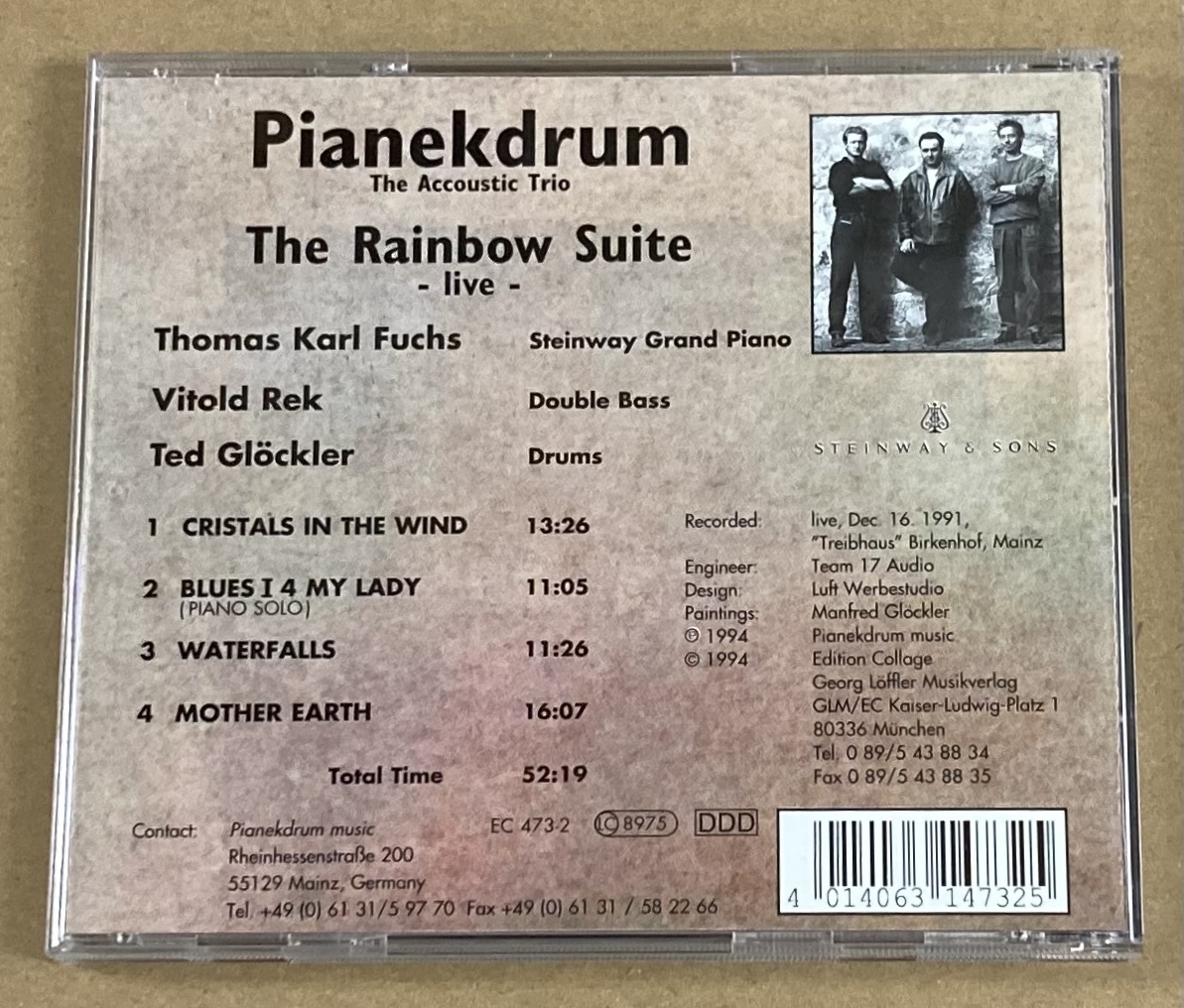 【CD】PIANEKDRUM (THOMAS KARL FUCHS)／RAINBOW SUITE LIVE《輸入盤》トーマス カール フックス《1994年 ピアノトリオ》_画像2