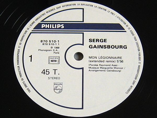 《新品同様》SERGE GAINSBOURG Mon Legionnaire 1988 France Orig.12inch セルジュ・ゲンズブール セルジュ・ゲンスブール おれの外人部隊_画像5