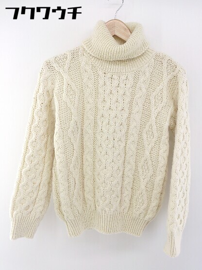 ◇ KERRY WOOLLEN MILLS ウール100% タートルネック 長袖 ニット セーター サイズ 32 アイボリー レディース 1105310022809_画像1