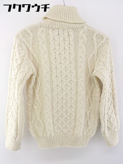 ◇ KERRY WOOLLEN MILLS ウール100% タートルネック 長袖 ニット セーター サイズ 32 アイボリー レディース 1105310022809_画像2