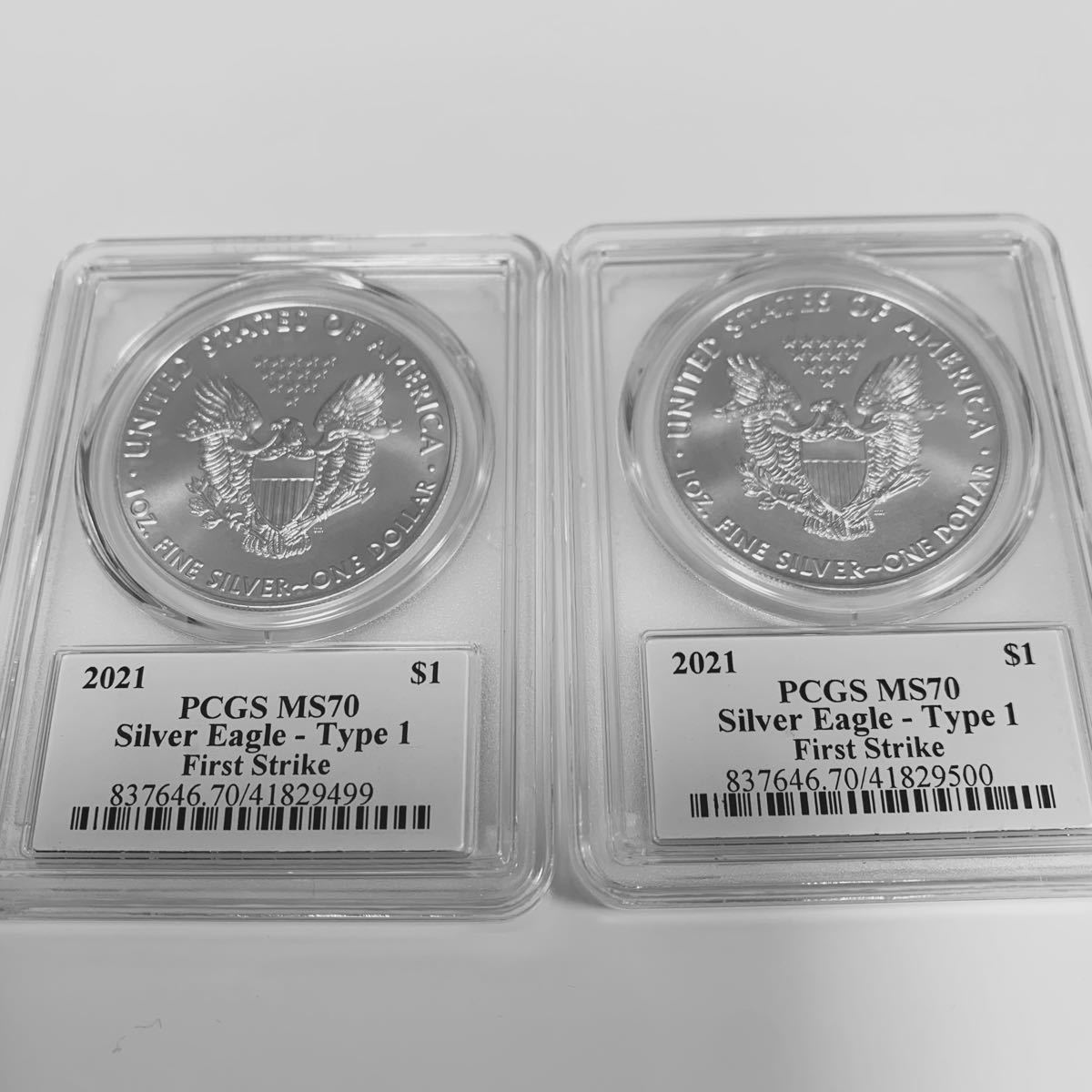 ☆安心の最高鑑定〜イーグル銀貨 PCGS MS70 FS Black Label 2 セット