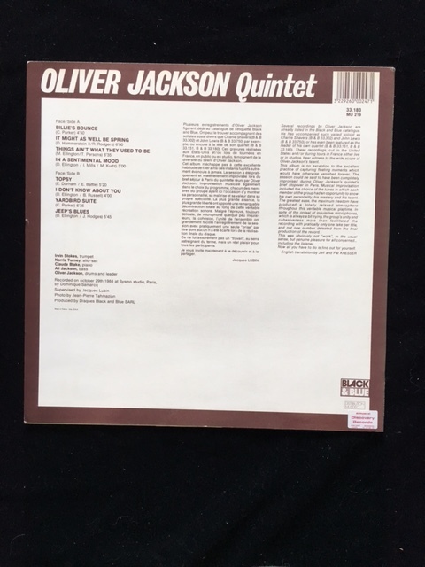 超オススメの好演盤！Billie's Bounce / Oliver Jackson Quintet_画像2