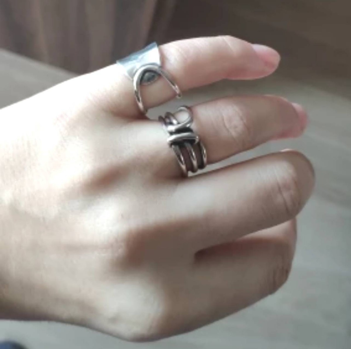 シルバー リング 925 2個セット フリーサイズ 指輪 ユニセックス 韓国