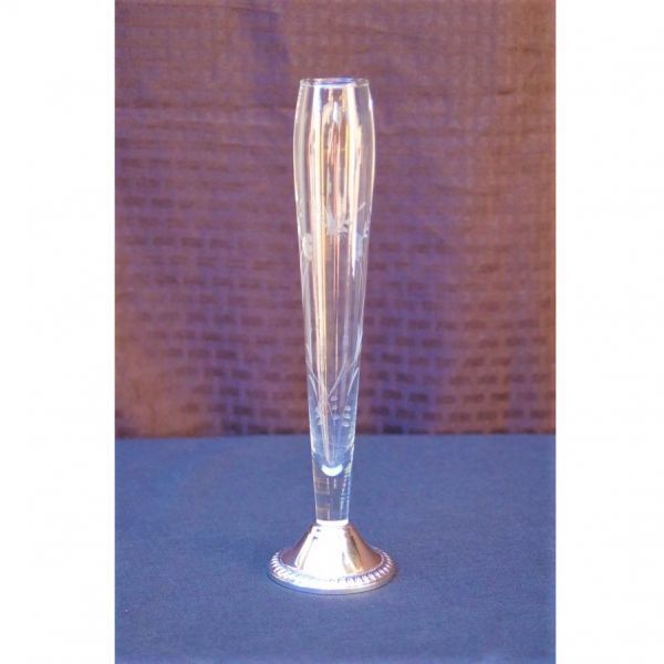 K1843 1970´s DUCHIN社 シルバー クリスタルガラス フラワーベース 花瓶 STERLING 銀925 インテリア オブジェ アトリエ アートガラス