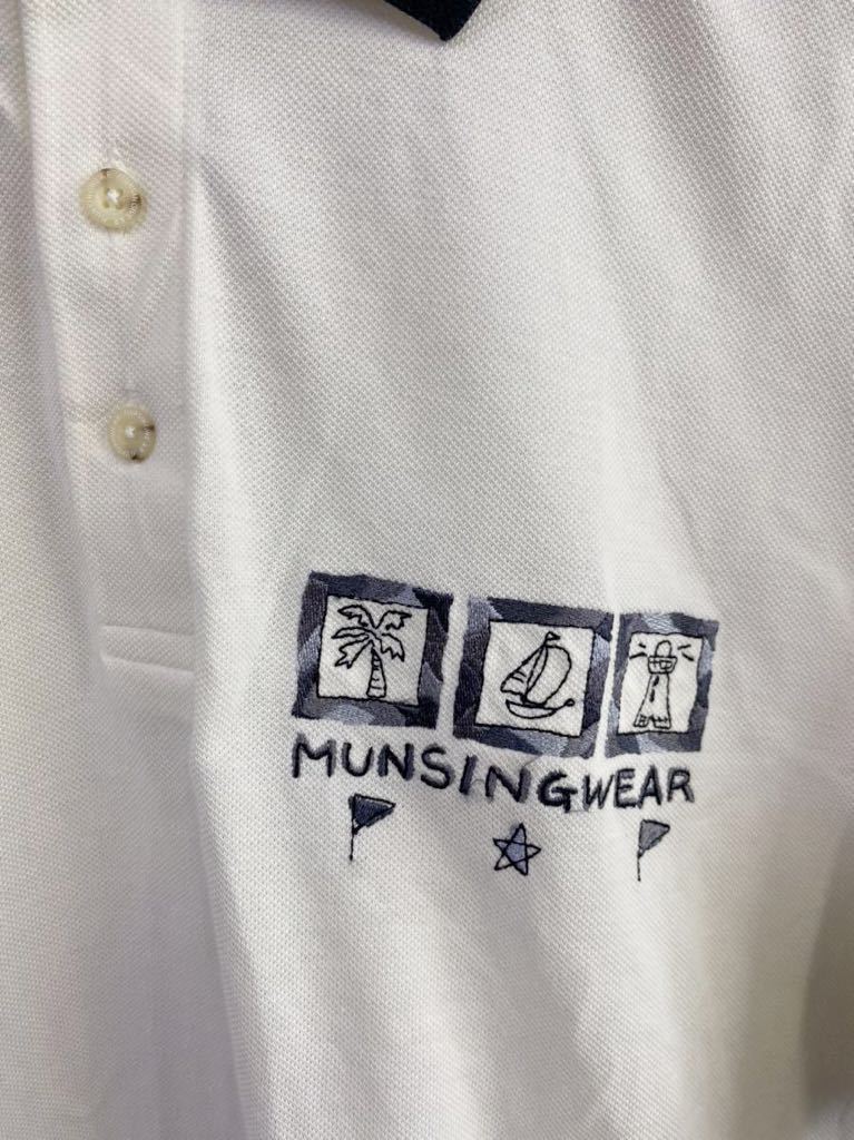 人気！ Munsingwear マンシングウェア ポロシャツ 半袖 刺繍 白 Mサイズ ゴルフウェア メンズ 新規×_画像3