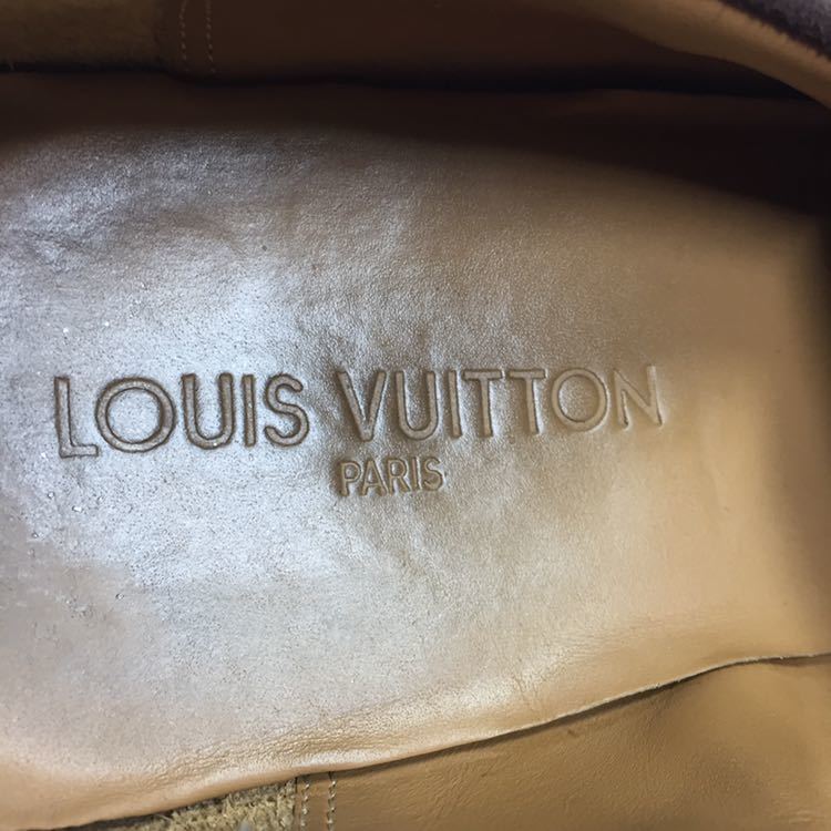 【ルイヴィトン】本物 LOUIS VUITTON 靴 26cm 茶 ロゴモチーフ ローファー スリッポン ビジネスシューズ スエード 男性用 メンズ 伊製 7_画像9