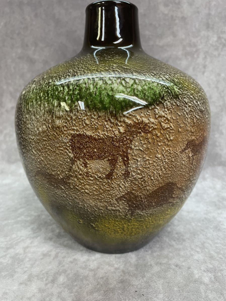 ラスコー洞窟壁画　花瓶　花器　瀬栄陶器　SEYEI　LASCAUX 昭和レトロ