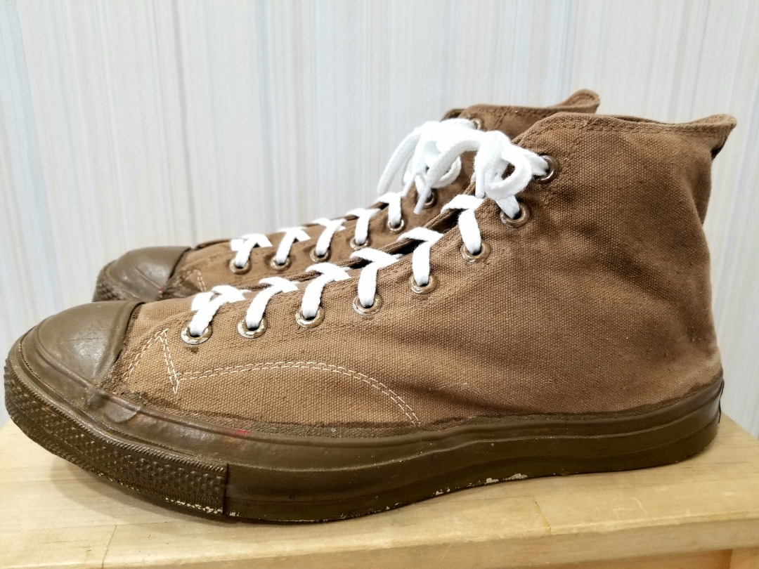 美品 70s USA製 CONVERSE CHUCKTAYLOR コンバース チャックテイラー 後染め 茶系 70年代 右11 左12 29,5㎝ 30㎝ 30,5㎝_画像1