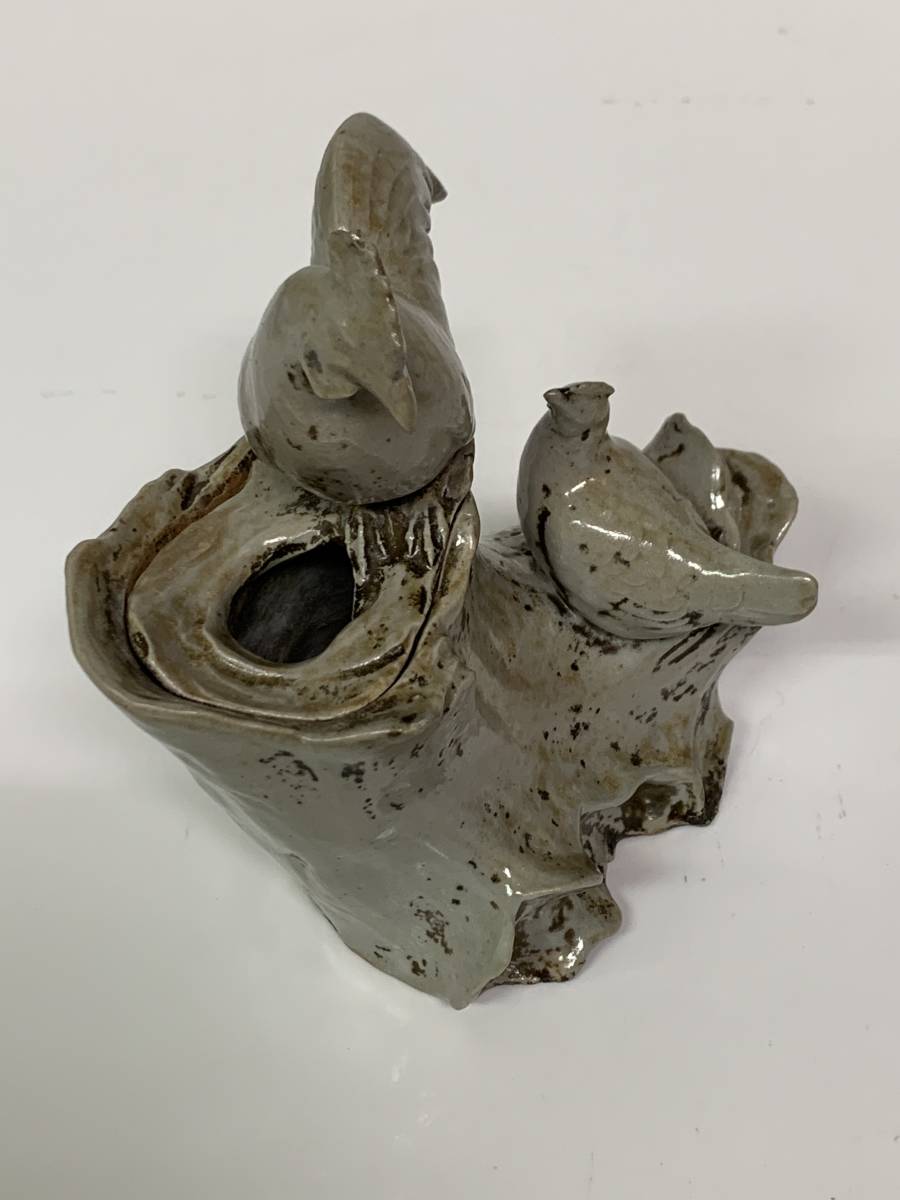  white Bizen / old Bizen Edo period chicken /. censer . box 