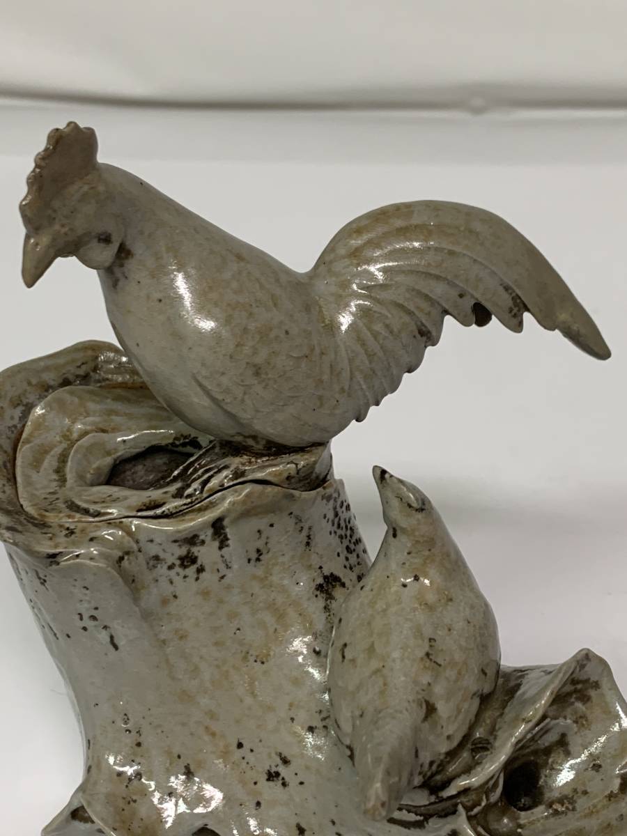  white Bizen / old Bizen Edo period chicken /. censer . box 