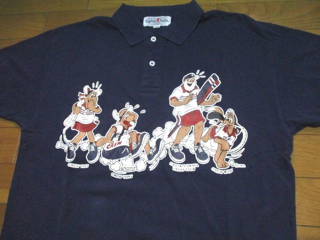 Captain Santa navy blue polo-shirt M size JMD made in Japan yacht club captain santa short sleeves shirt 