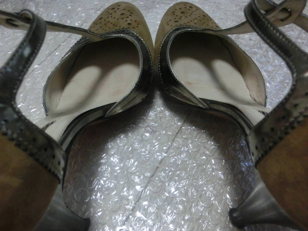 PELLICO/ Perry ko/ suede punching /T strap pumps! khaki Brown /size36/ outside fixed form possible 