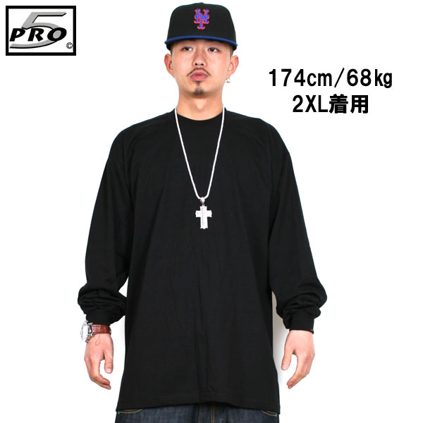 L PRO5 プロファイブ プレーン 無地 ロングTシャツ 長袖 ブラック 黒 サイズ:L 大きいサイズ USサイズ アメージング 服 ロサンゼルス LA_画像3