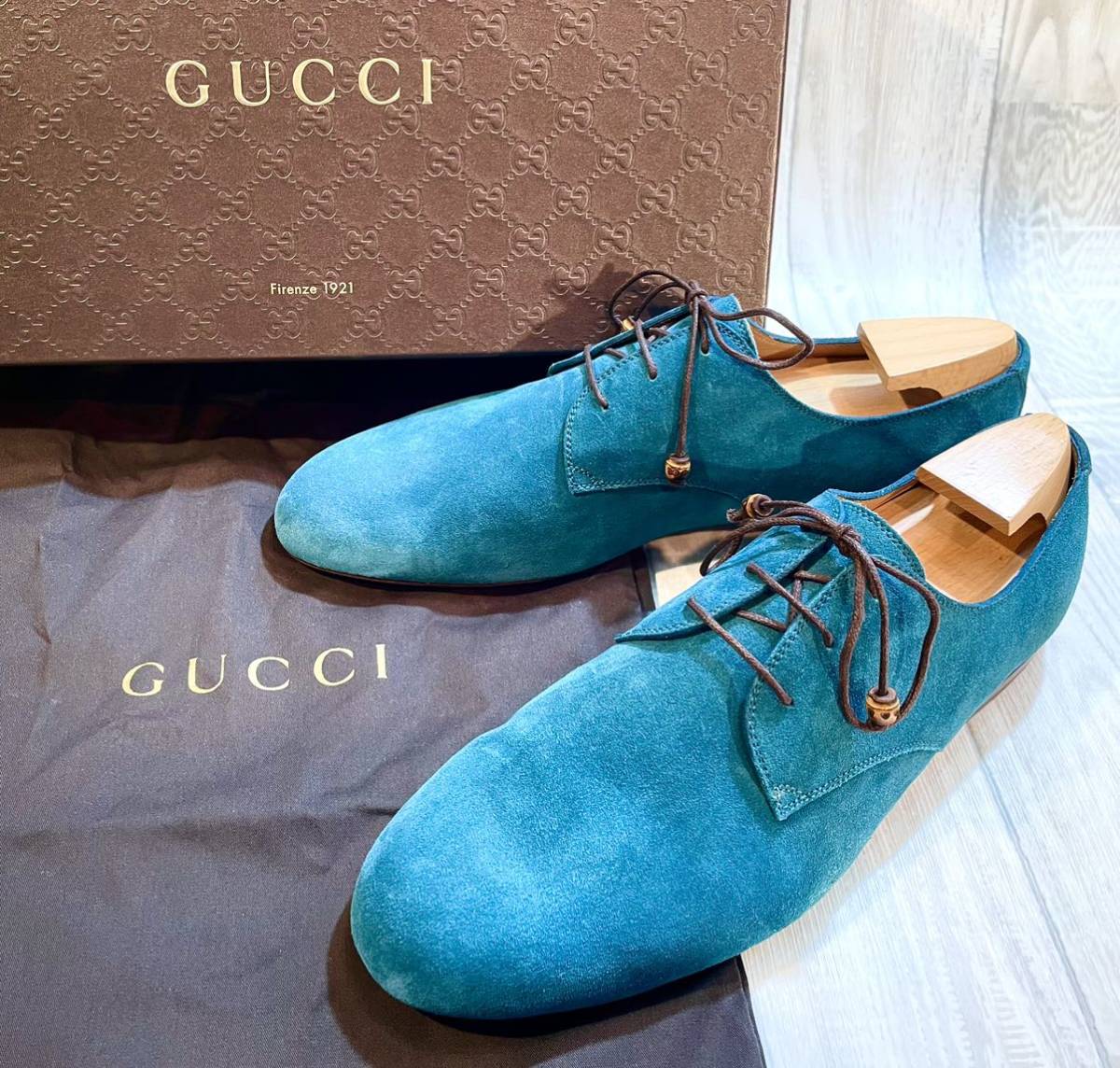 未使用 Gucci グッチ 27cm 8 5 ダービーシューズ革靴スエードレザー本革ビジネスシューズドレスシューズ紐靴 Italy製メンズ日本代购 买对网