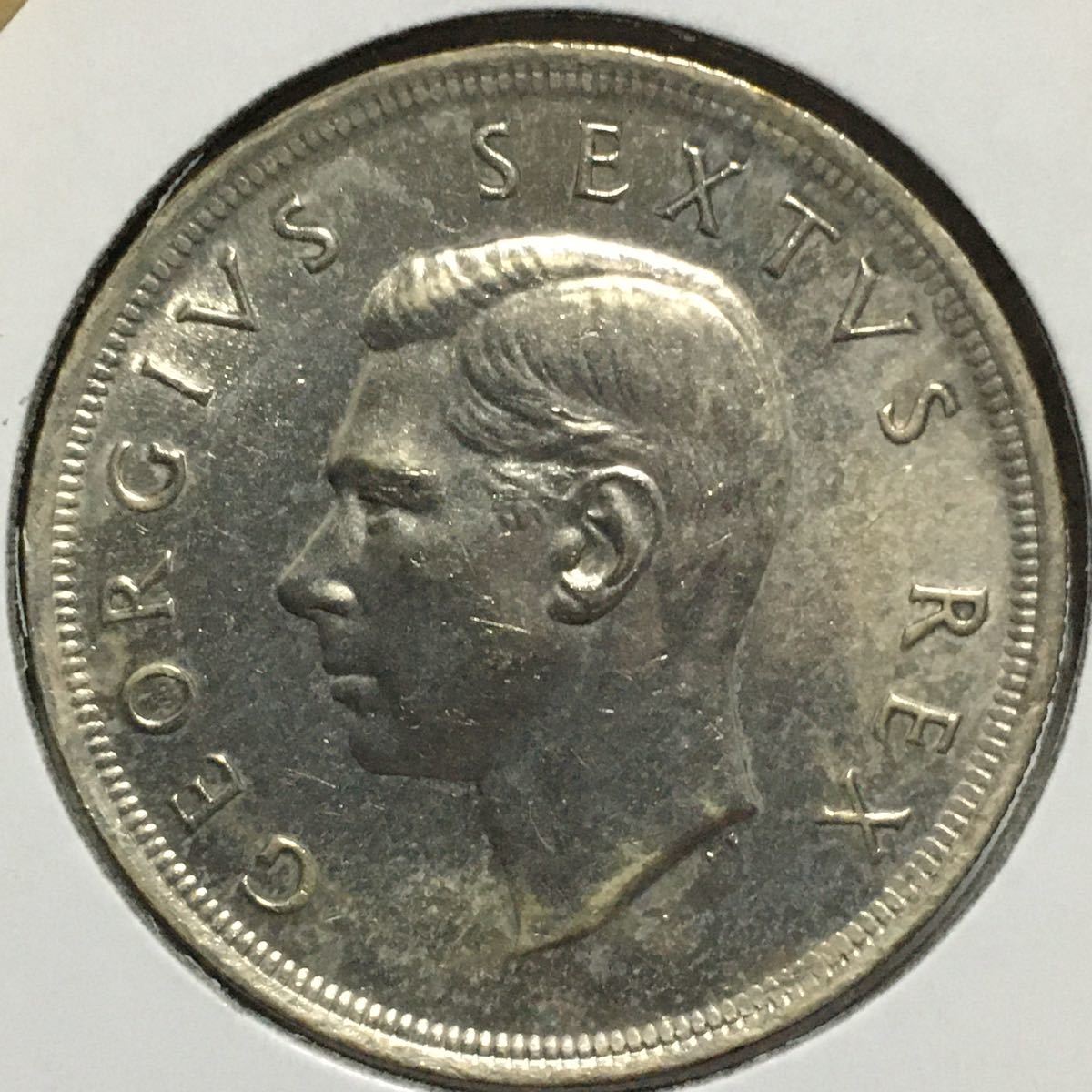 南アフリカ　5シリング銀貨　ジョージ6世　1652-1952年　レア　貴重　アンティークコイン/レーヴェコイン_画像1