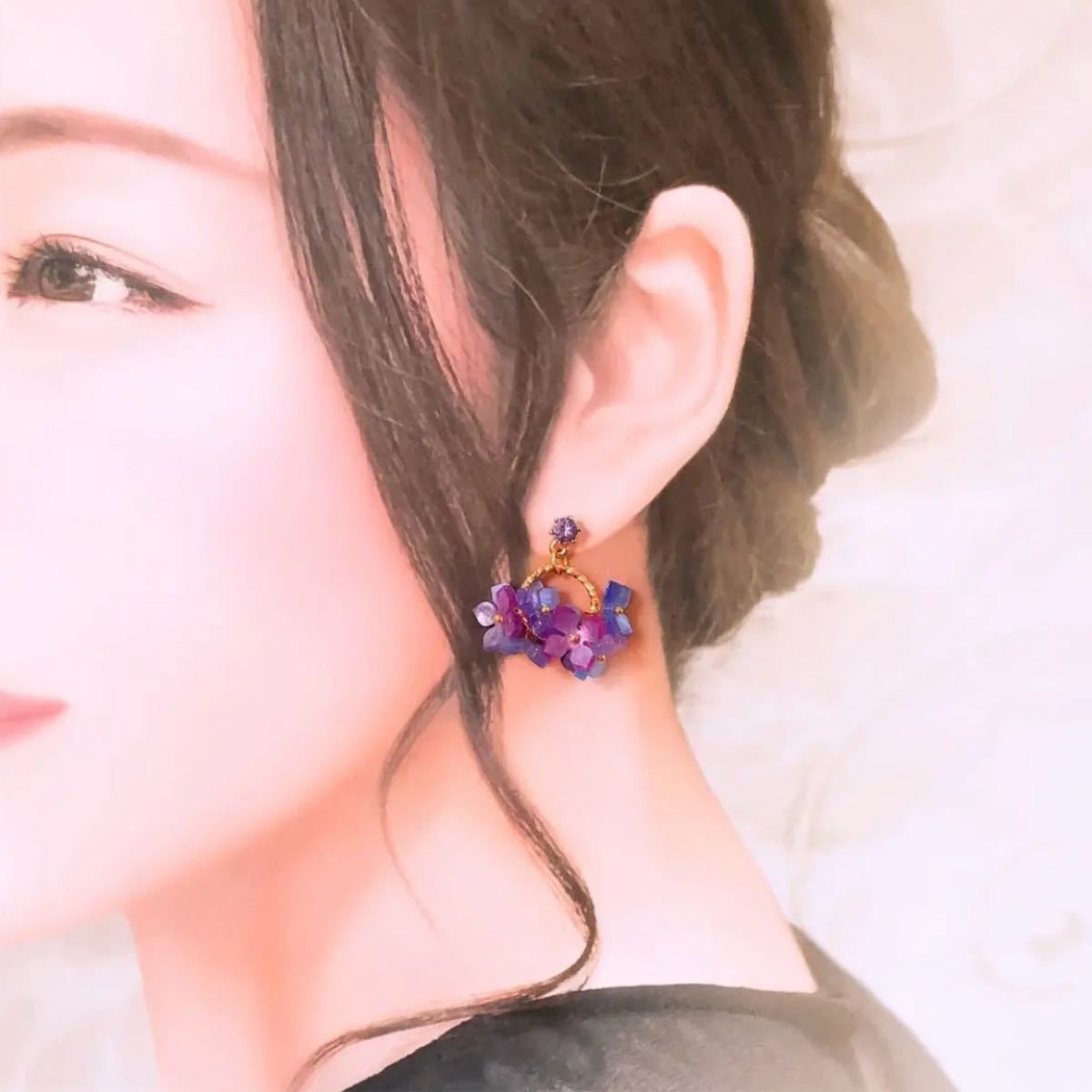 Paypayフリマ 新作 パープル ブルーグラデーション紫陽花 大人可愛いハンドメイド ピアス Paypayフリマ 新作 パープル ブルーグラデーション紫陽花 大人可愛いハンドメイド ピアス