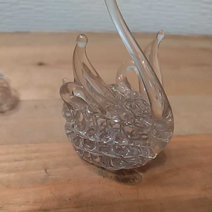 アンティーク 白鳥 ガラス細工 置物 スワン ハンドメイド 硝子_画像4