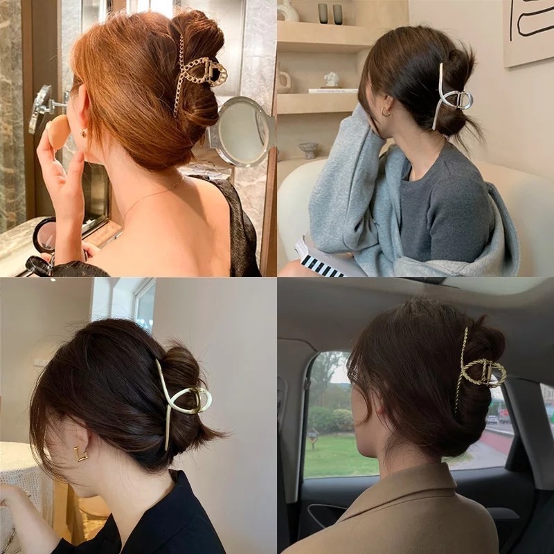 ゴールド　ひねりヘアクリップ　ヘアアクセサリー　韓国　大人気　シンプル　バレッタ　クリップ　バナナクリップ