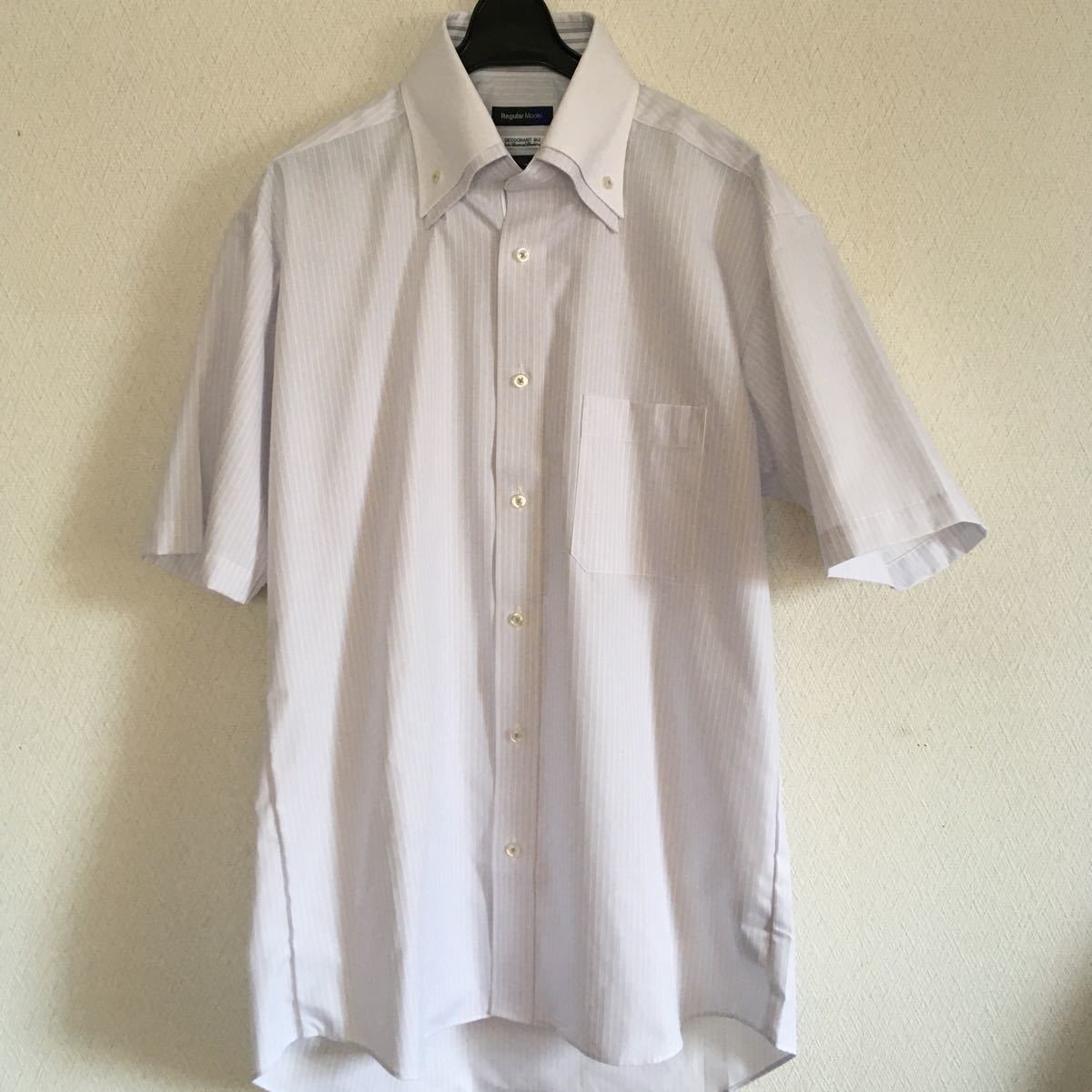 Paypayフリマ ワイシャツ ドレスシャツ トップバリュ グレー 白 デオドラント 半袖 39