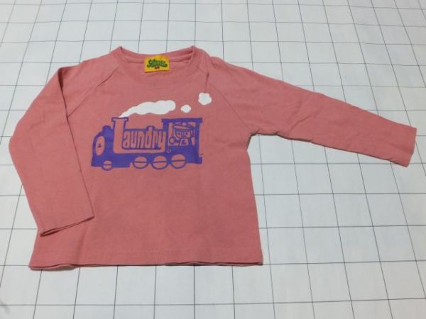 ◆Tシャツ 子供用 長袖 サイズ(SS/100cm) Laundry(ランドリー) 汽車 SL◆古着 同梱可 キッズ Kids Child スマイル 電車 乗り物 エスエル_画像2