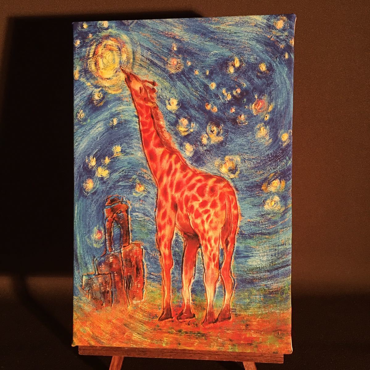 Paypayフリマ キャンバス プリントアート月夜に願うキリンさん インテリア 置物 絵画 Paypayフリマ キャンバス プリントアート月夜に願うキリンさん インテリア 置物 絵画