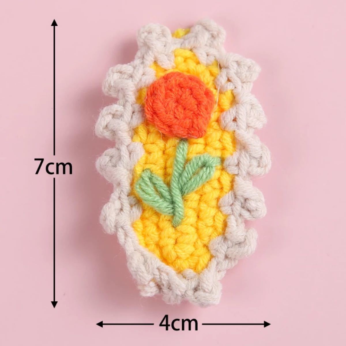 ヘアピン ヘアクリップ 花 フラワー ニット 毛糸 刺繍 チューリップ