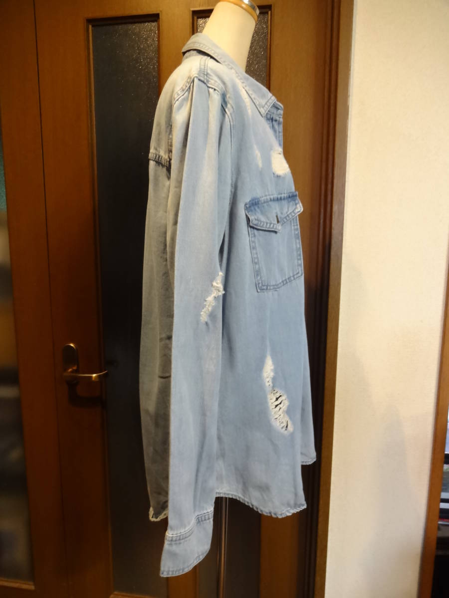 FOEVER 21　cotton shirts damaged look edition S_画像4