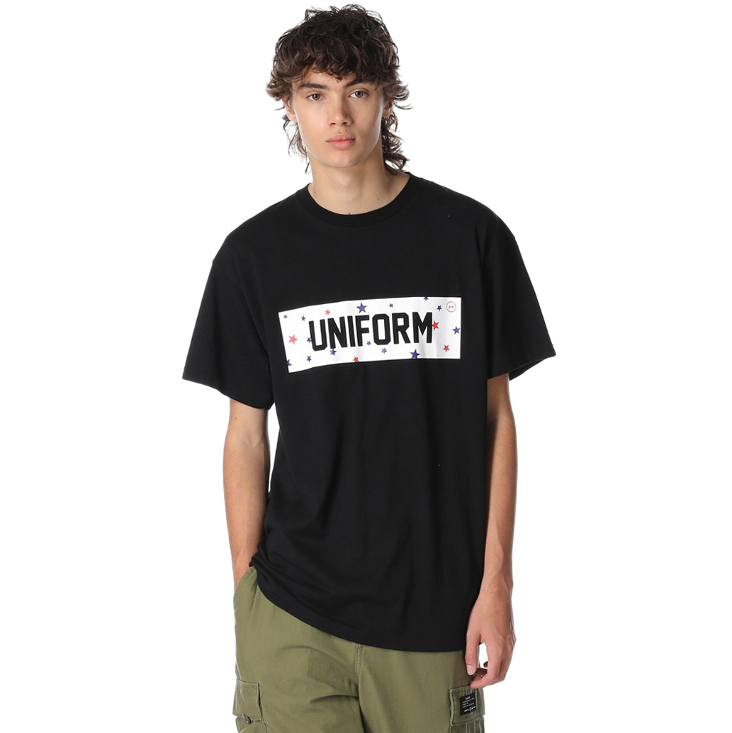 新品4黒uniform experimentスター柄STAR BOX LOGO TEEボックスロゴTシャツXL星柄FCRB藤原ヒロシSOPHフラグメントfragment未使用Black22AW_画像3