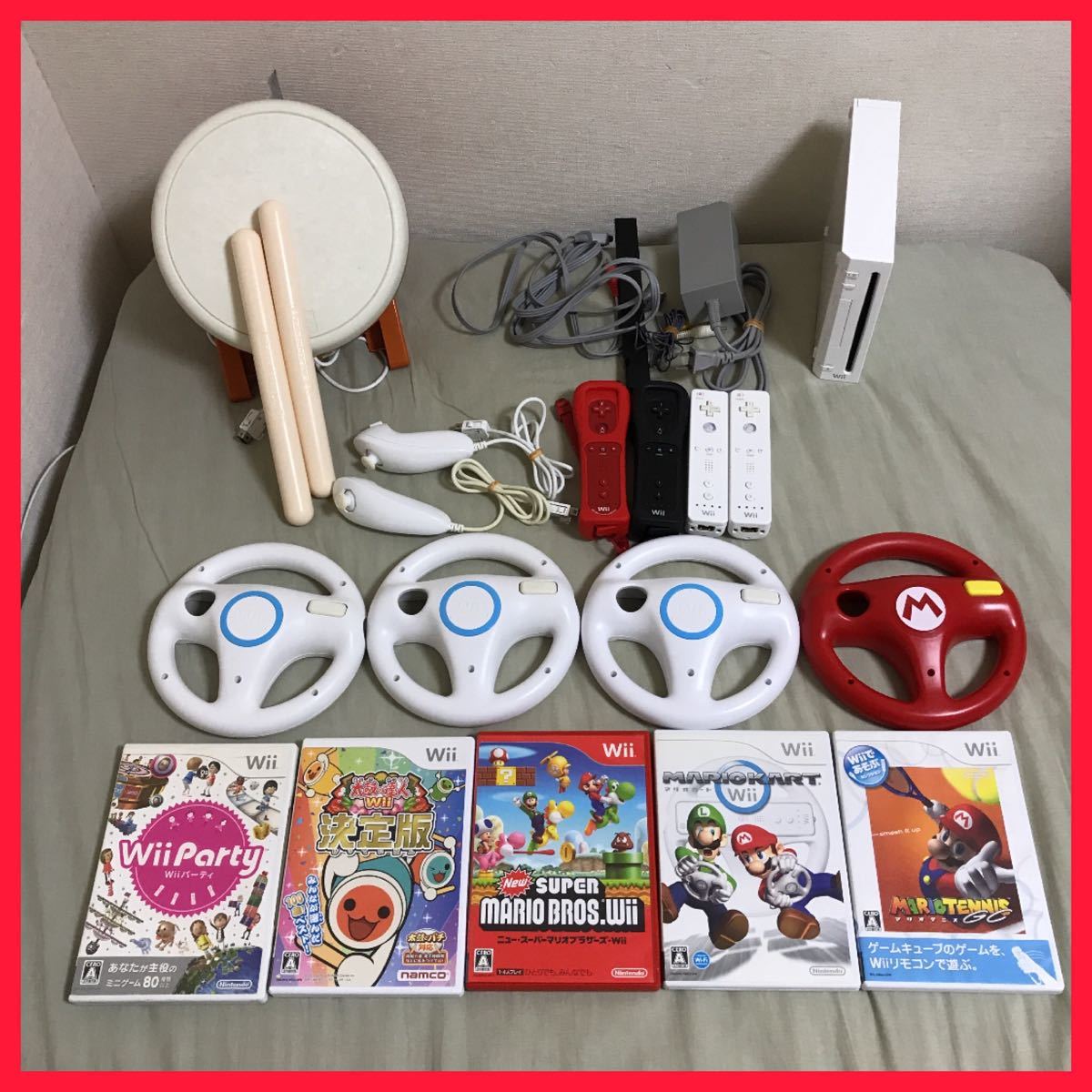 Wii本体　太鼓の達人　マリオカート　4人で遊べるセット
