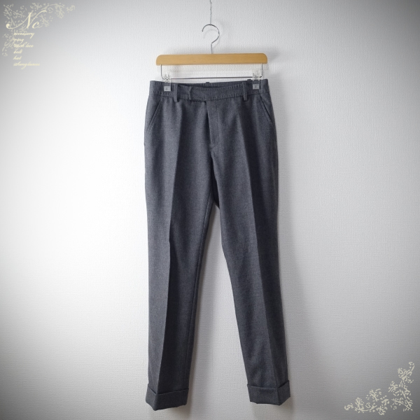 USED*junko shimada/ Junko Shimada /38/ wool 100% hem double center Press pants / gray 