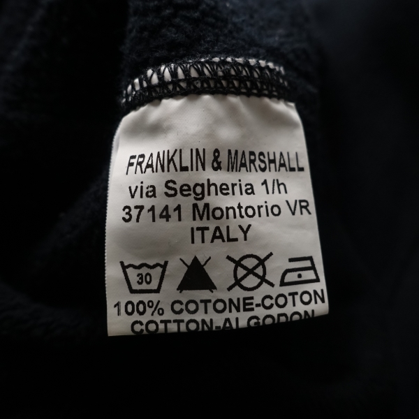 USED*FRANKLIN&MARSHALL/フランクリンマーシャル/M/イタリア製裏毛ロゴパーカーカットソー/ブラック黒_画像4