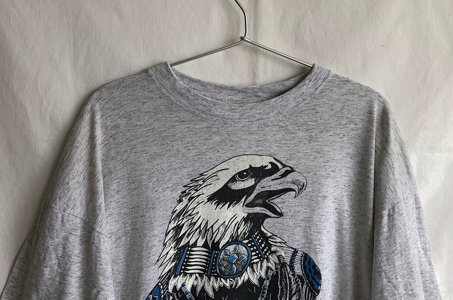 SALE[80\'s евро Vintage / быстрое решение ] Eagle * коренные американцы n футболка /XL размер / Heather серый (OM-216-41)