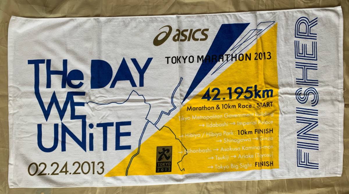 【未使用】東京マラソン 2013 タオル　約59×117センチ_画像1