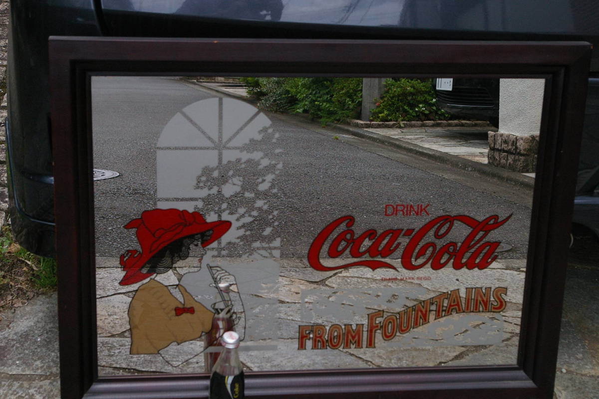 * Coca Cola *pab зеркало табличка / retro / Vintage / Cola / coke * Sagawa Express кроме того, Machida город самовывоз.