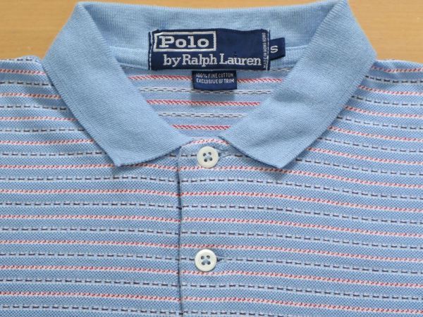 80's ビンテージ ポロ ラルフローレン ボーダー 鹿の子 半袖 ポケット付き ポロシャツ US- S サイズ // シャツ Tシャツ_画像7