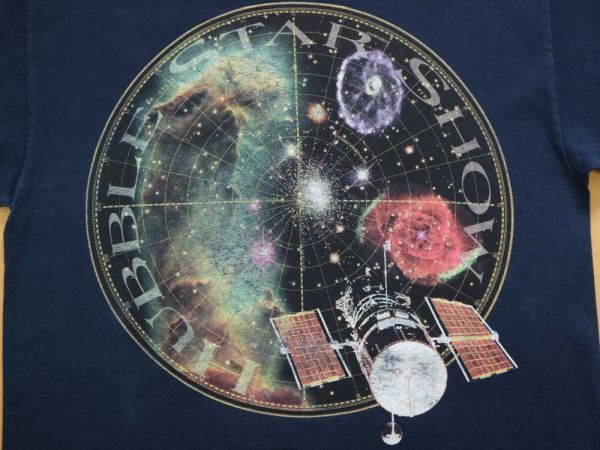 USA製 90s ビンテージ 宇宙 人工衛星 プラネタリウム アートプリント メンズ 半袖 Tシャツ US- M サイズ 黒 ブラック // NASA