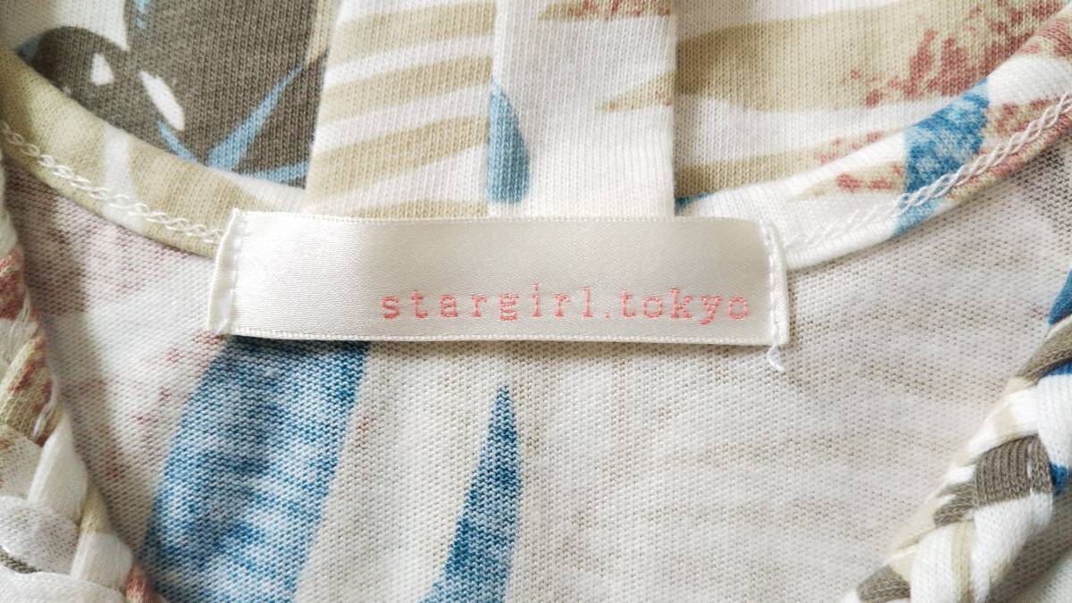 stargirl.tokyo スターガール　トップス　タンクトップ　ノースリーブカットソー　ボタニカル柄　ブルー系_画像8