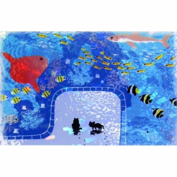 ☆吉岡浩太郎『魚の国・太子』クリスタルプリント 風景画 水族館 猫