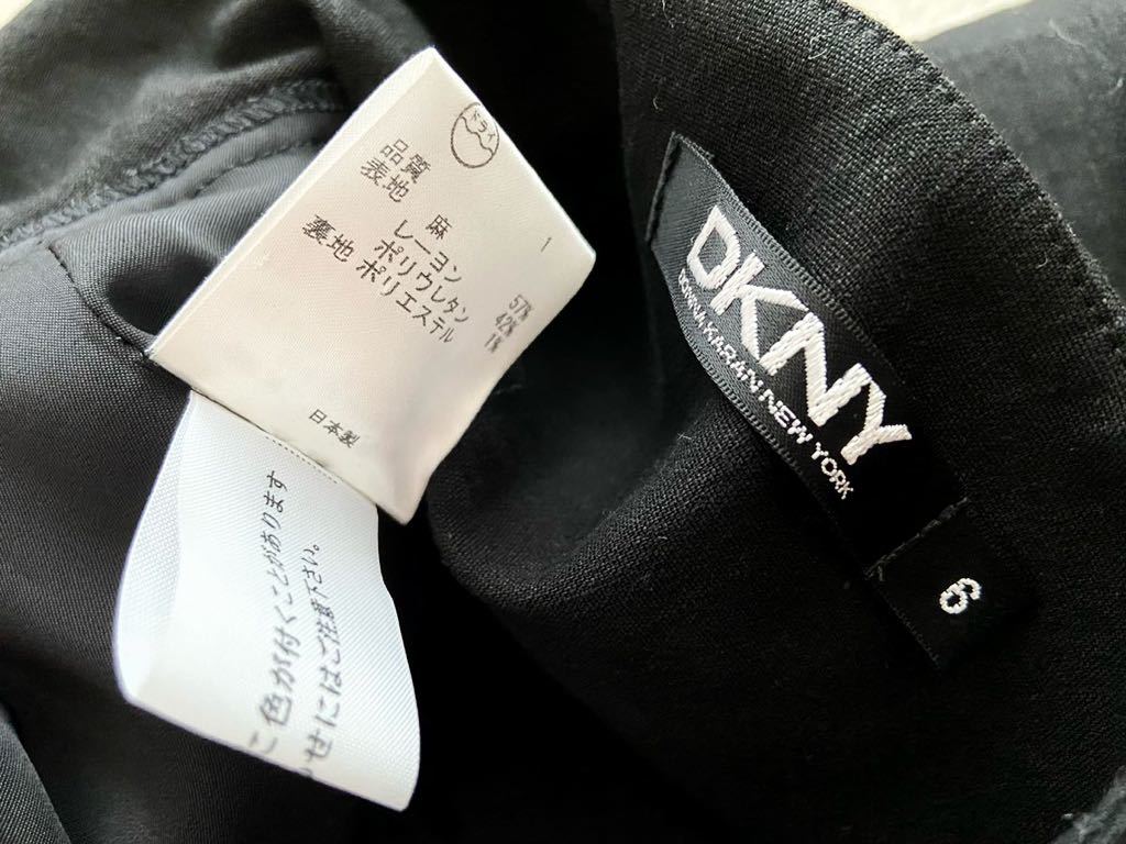  beautiful goods DKNY size6 spring summer black linen One-piece dress Donna Karan black 