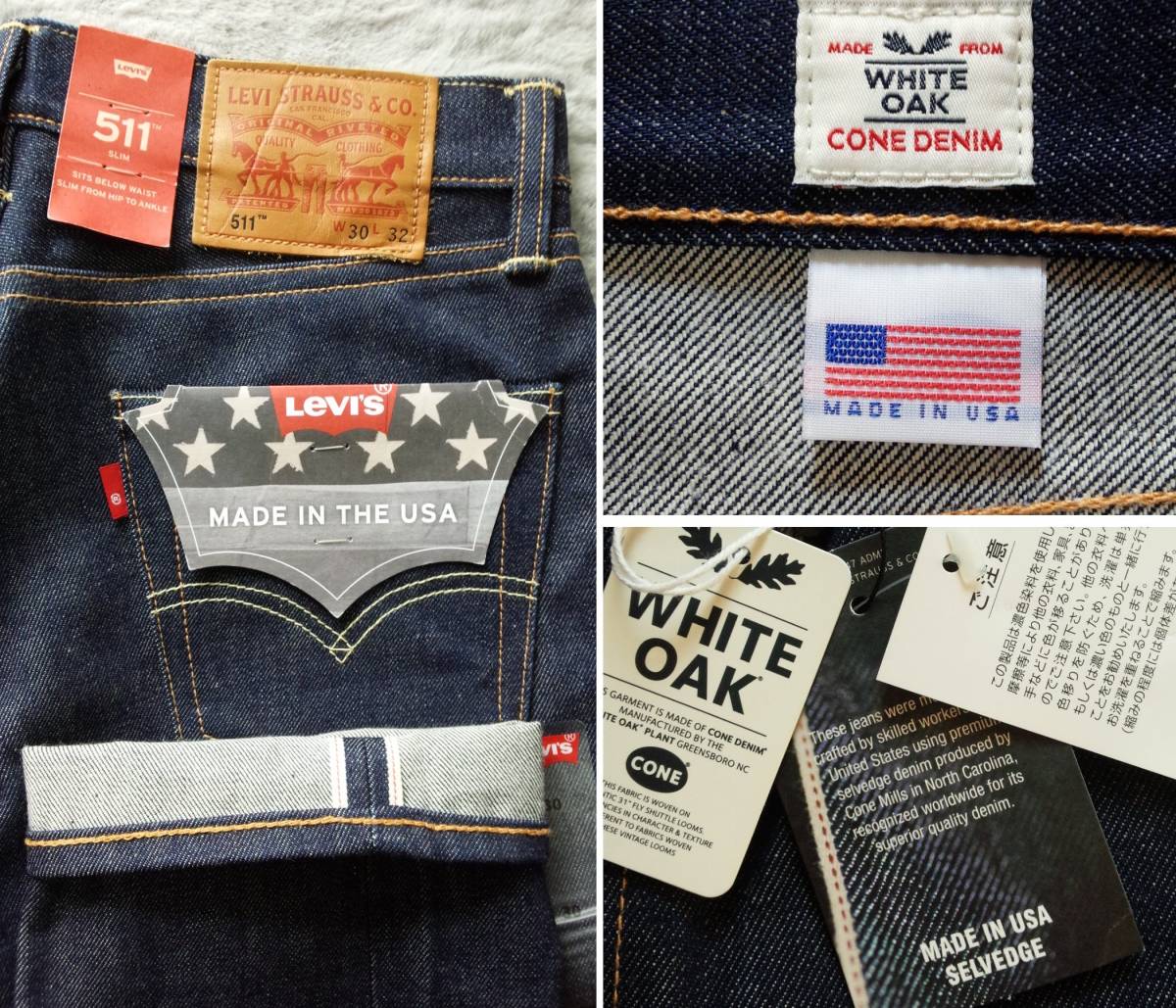 卸直営 米国製MADEINUSA セルビッジ ホワイトオークリーバイス501 tdh