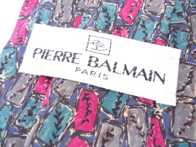 【KCM】jpa2-100★中古★【PIERRE BALMAIN/ピエールバルマン】　ネクタイ　グレー/ピンク系_画像4